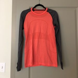 Lululemon Long Sleeve Tech Orange workout top 8